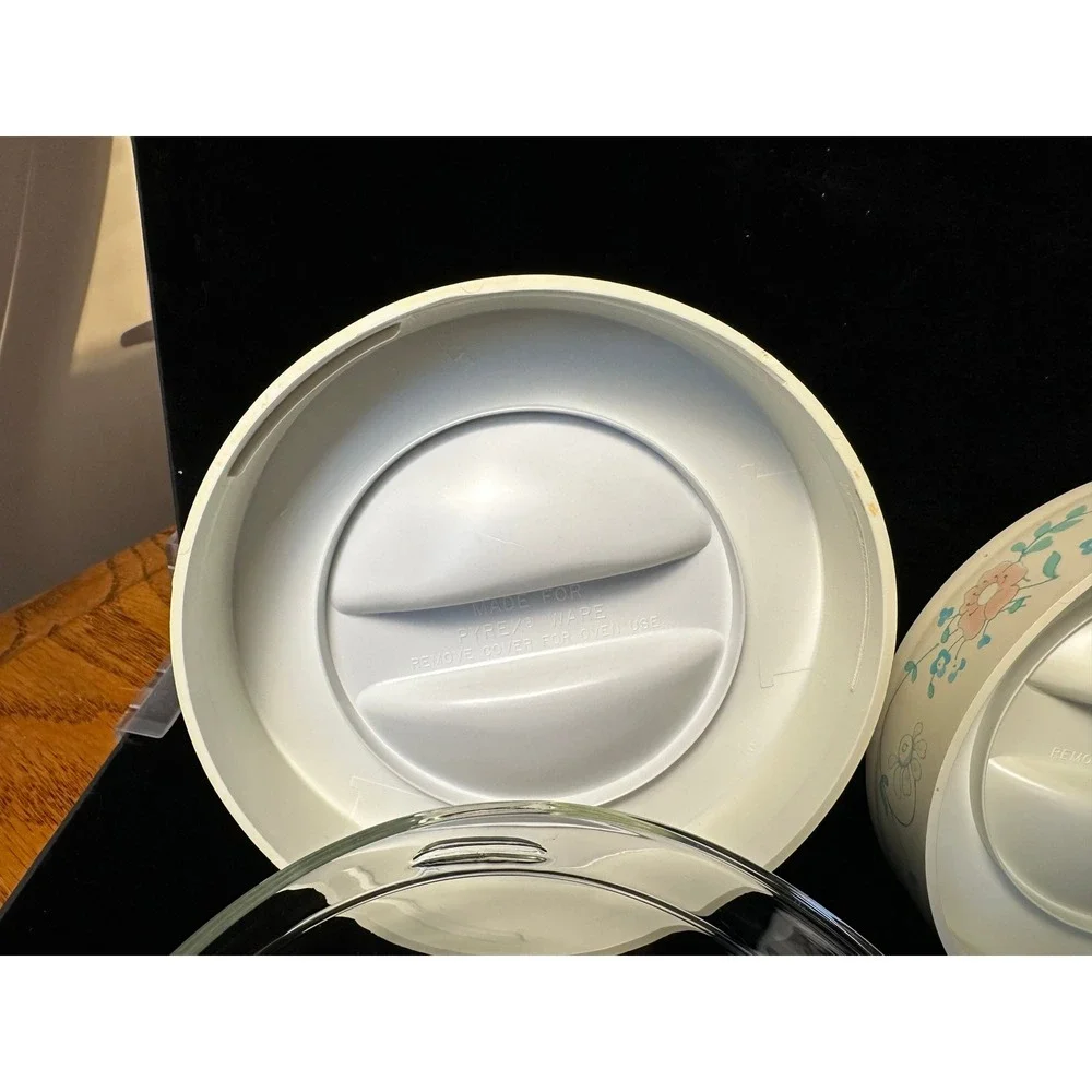 Vintage Pyrex Apricot Vines Clear Glass Casserole Bowls with Lids Set of 2